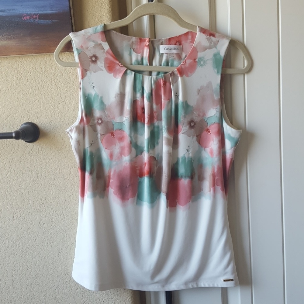 CK watercolor floral blouse